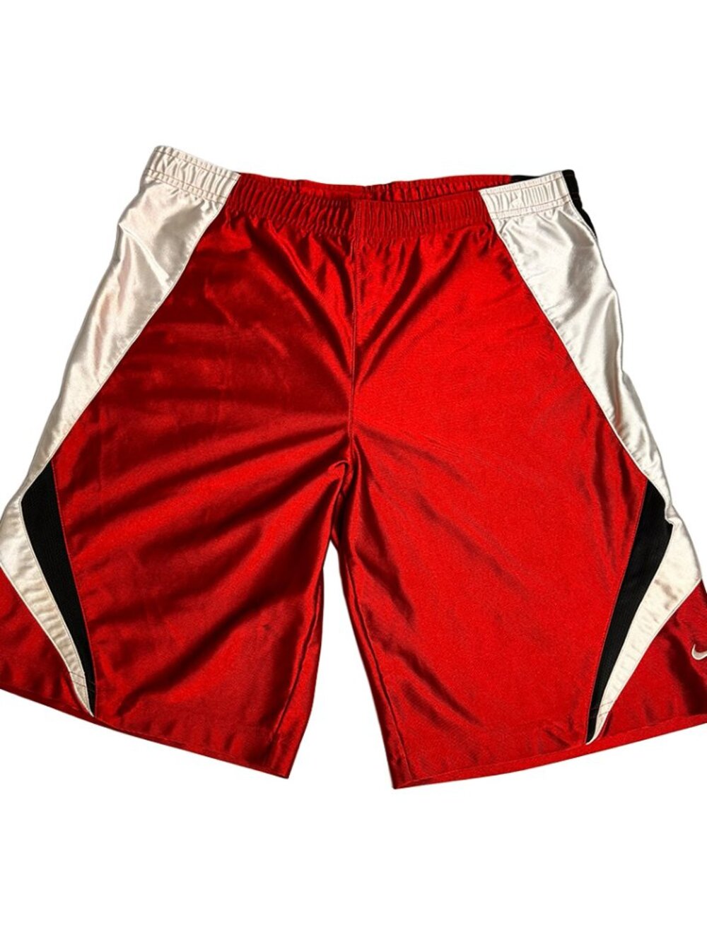 Nike Men’s Basketball Shorts Large Red White Black Colorblock 10" Inseam